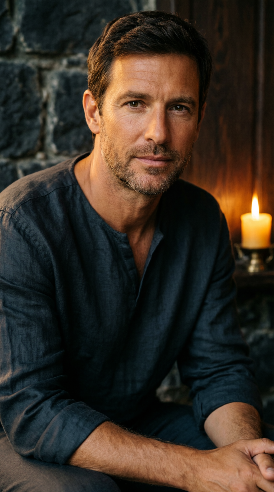 Retrato do terapeuta com luz âmbar