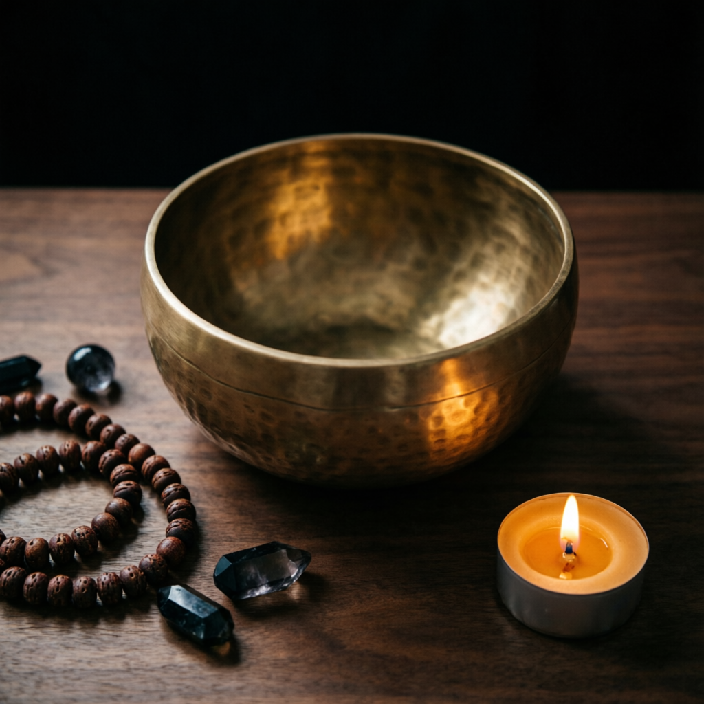 Tigela tibetana com vela