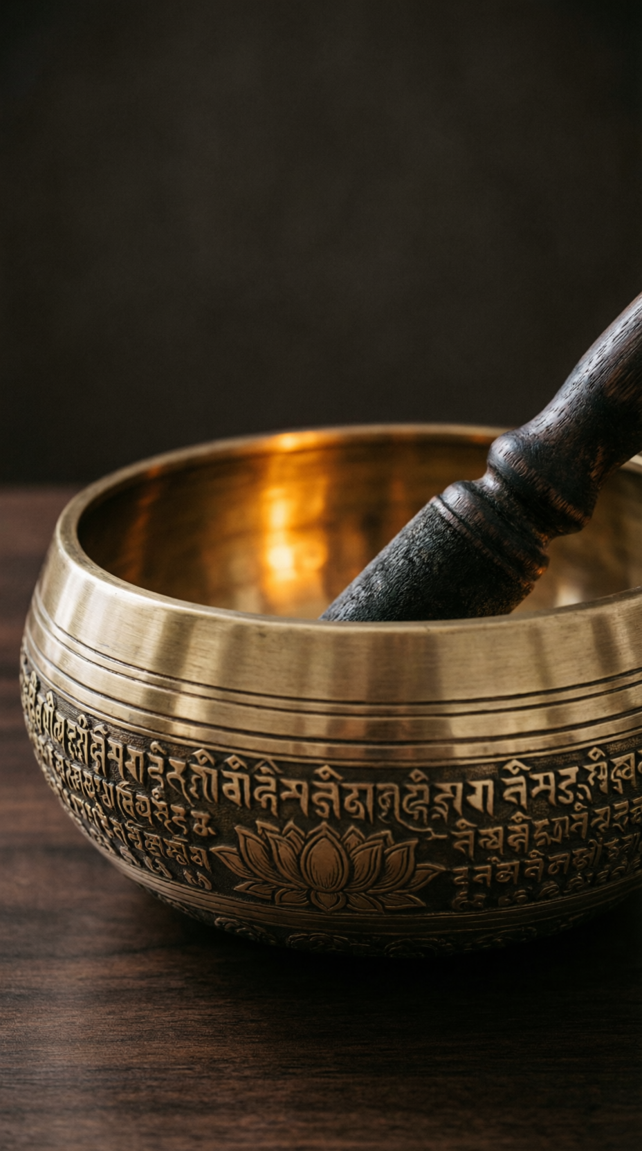 Tigela tibetana em close